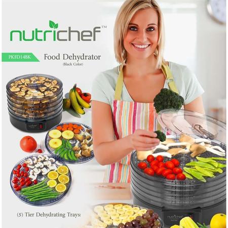 Nutrichef Electric Countertop Food Dehydrator, Food Preserver (Black) PKFD14BK